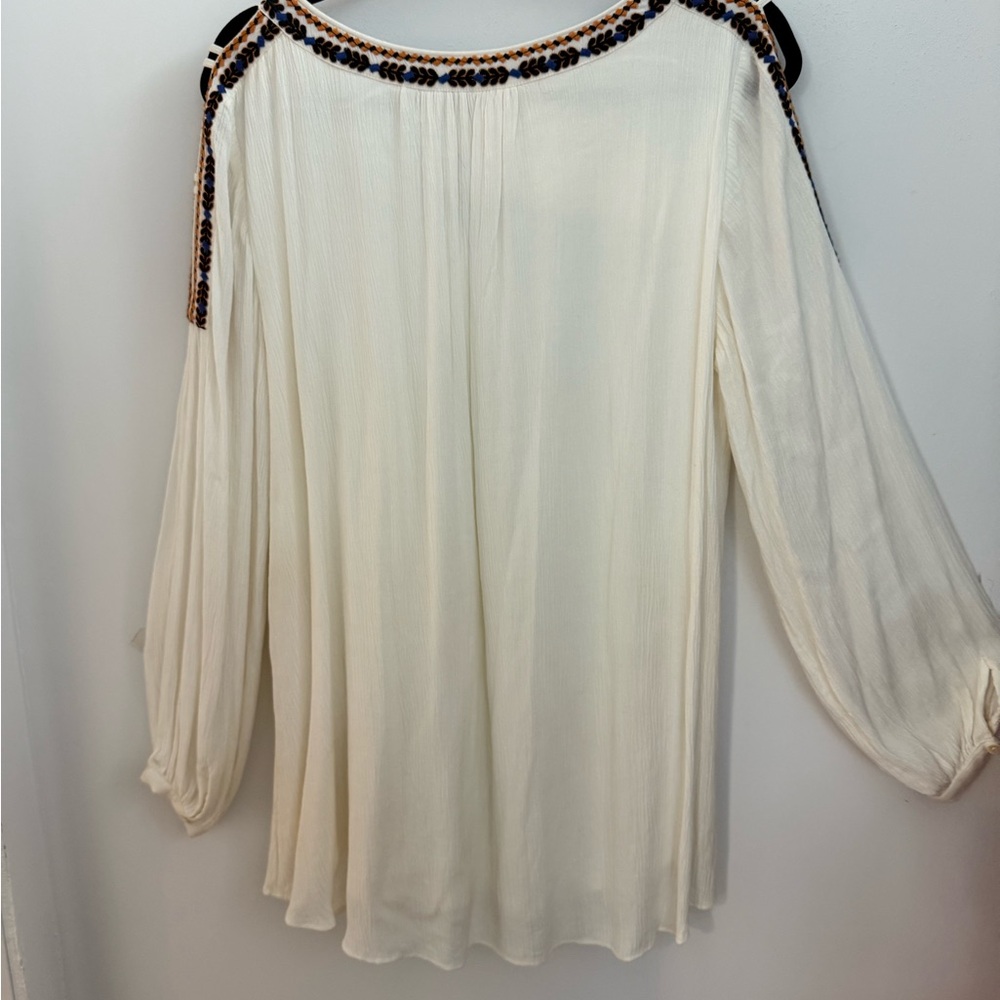 Soft Surroundings Cream Blouse Split Neckline Wit… - image 7